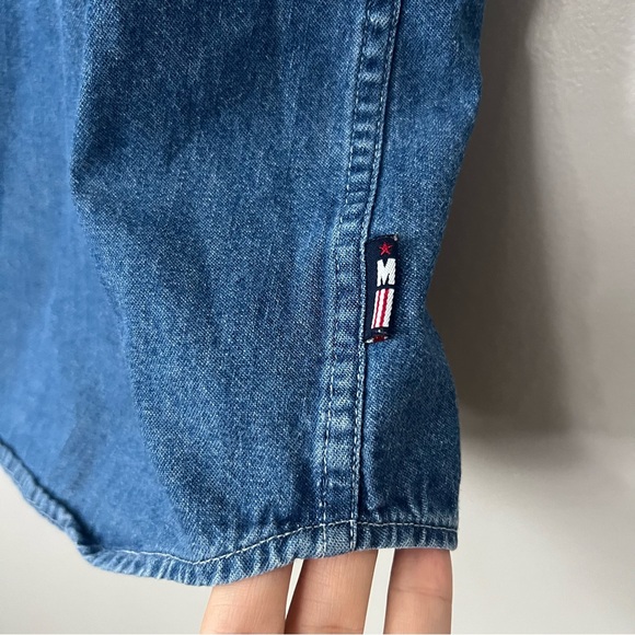 Vintage Disney Cotton Denim Button Shirt XXL Mickey Minnie Donald Embroidered - Picture 10 of 11